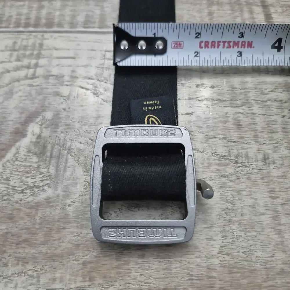 Timbuk2 Belt Canvas Black One Size Adjustable Unisex Metallic Nickel Buckle Logo